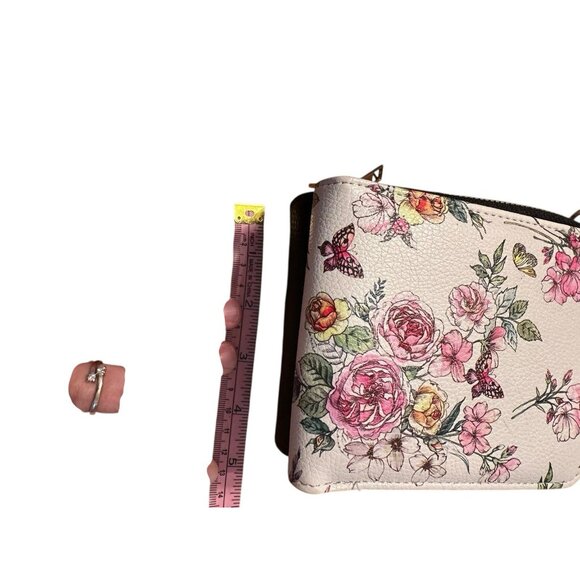 Alba Crossbody Floral Purse 8" Bag Black White NWOT Travel Strap Zipper - Picture 15 of 16